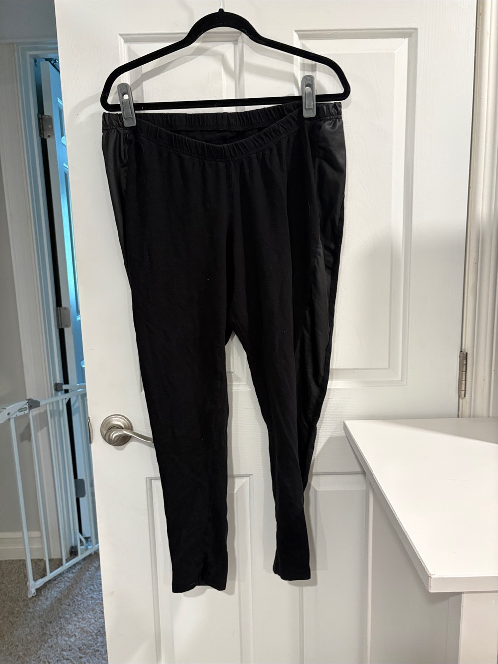 torrid Black Leggings with pleather strip down side